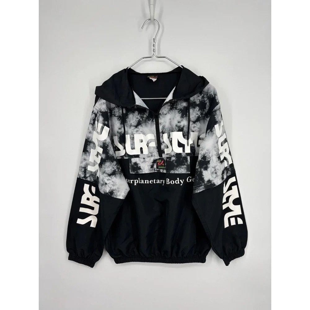 Surf Style Jacket Mens M Black Interplanetary Body Gear 1/4 Zip Hoodie